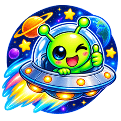 Cute Alien UFO Stickers