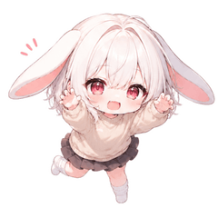 Fluffy White Bunny Girl