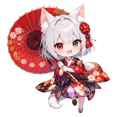 Greetings Japanese Cat Girl