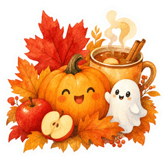 October Halloween Watercolor Stickers