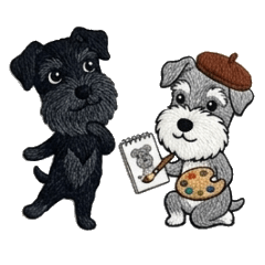 Two Best Buddy Schnauzers (Autumn)