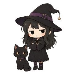 Witch and Black Cat | Magic Stamps