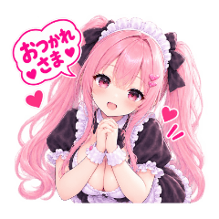AI Pink Maid Love Stickers