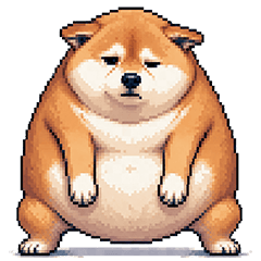Pixel art negative feeling fat shiba dog