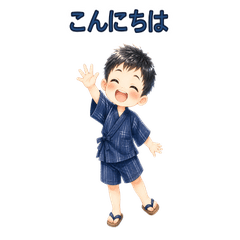 Genkibo - Cheerful Jinbei Boy Stickers