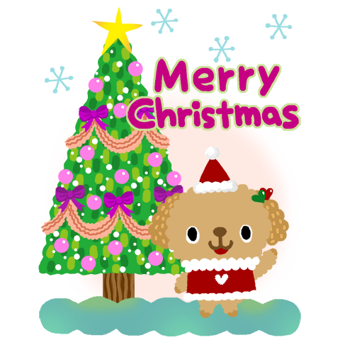 繪本風 貴賓狗的聖誕全螢幕貼圖