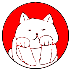 Japanese cat in red dot