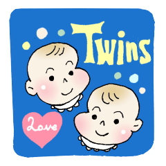 Cute twin baby and mum