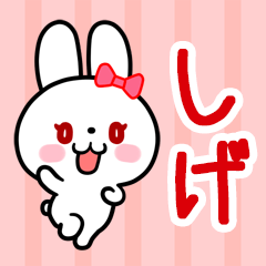 The white rabbit with ribbon "Shige"