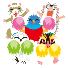 Support sticker of bird and small animal