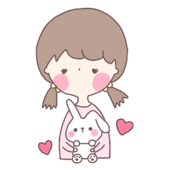 Moko sticker with rabbit with girls