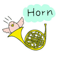Horn and bird sticker