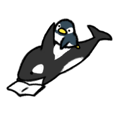 gentle Killer Whale and whimsy Penguin
