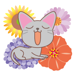 Russian Blue and flower