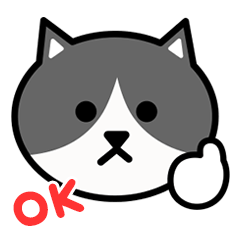 Gray and white cat face sticker