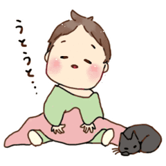 赤ちゃんと黒猫 Line スタンプ Line Store 赤ちゃんと黒猫 Line スタンプ Line Store