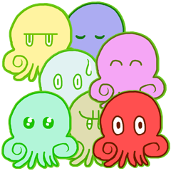 One word Colorful Octopus Japanese