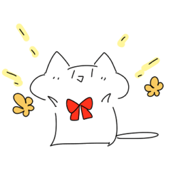 white cat a ribbon