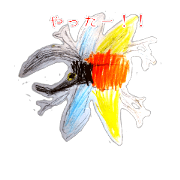 An insect stamp drawn by a boy