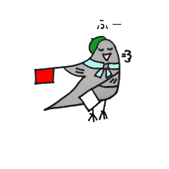 Pigeon doing hand flag signal "Tebato "