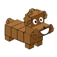 Toy poodle dog made of box Danbo