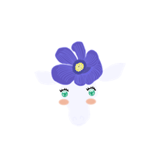 White flower-decorated giraffe sticker