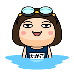 Takako wears swimming suit