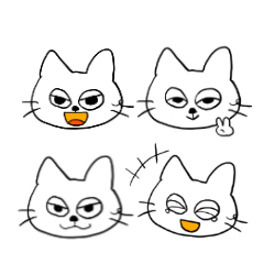 三白眼の猫 顔文字スタンプ