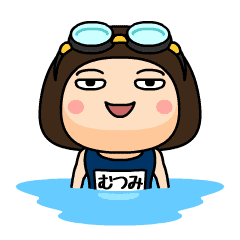 Mutsumi wears swimming suit