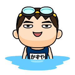Kazuya wears swimming suit