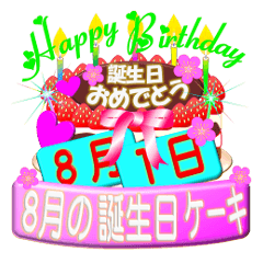 August birthday cake Sticker-003