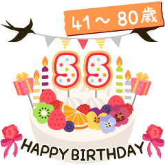 年齢の誕生日お祝いケーキ(41～80歳)