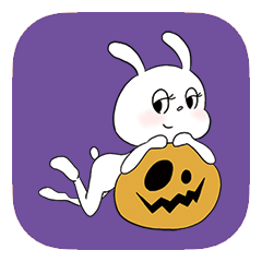 White rabbit emoji in fall
