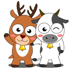 A good deer and a cow