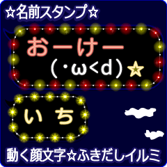 動く顔文字「いち」の☆ふきだしイルミ