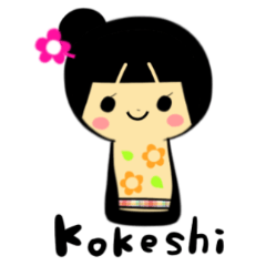Cute "Kokeshi" Sticker (English version)