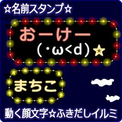 動く顔文字「まちこ」の☆ふきだしイルミ