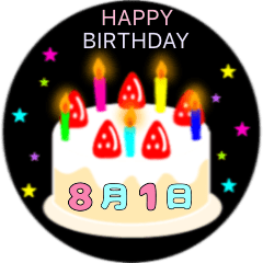 8月生まれの誕生日ケーキ☆日付入り