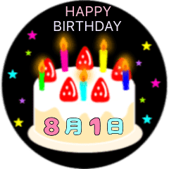 8月生まれの誕生日ケーキ 日付入り Line スタンプ Line Store