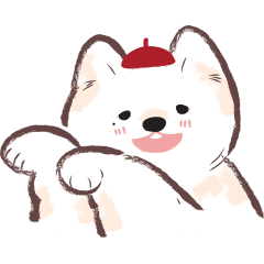 Samoyed in Red Beret