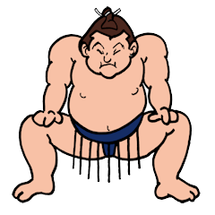 The sumo wrestler working hard