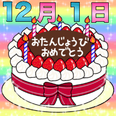 12月1日～16日 2種類日付入り誕生日ケーキ