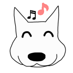 Animation sticker of white dog