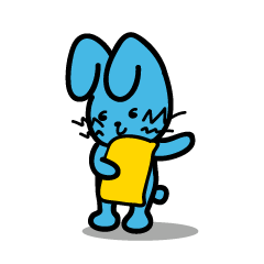 a sleeping blue rabbit