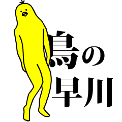 「早川」の激しく動く黄色い鳥