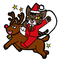 brown tabby sticker Christmas version