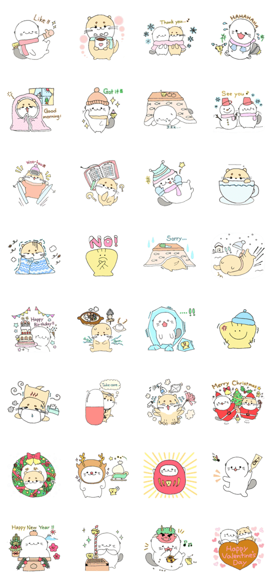 らこらと貝さん４ 冬 はんぶんカワウソ Lineクリエイターズスタンプ Stamplist