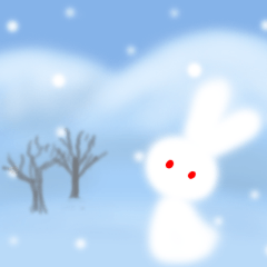 Snow rabbit in the snow