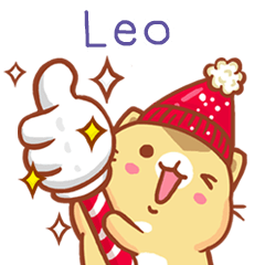 ”Leo 冬季限定”扭扭貓姓名貼Q
