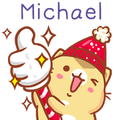 ”Michael 冬季限定”扭扭貓姓名貼Q